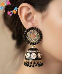 Black and White Colour Meenakari Jhumkha