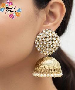Flower Designer Oxidised Gold Jhumkha