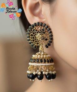 Flower Designer Oxidised Gold Jhumkha