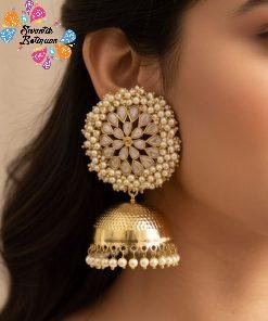 Flower Designer Oxidised Gold Jhumkha
