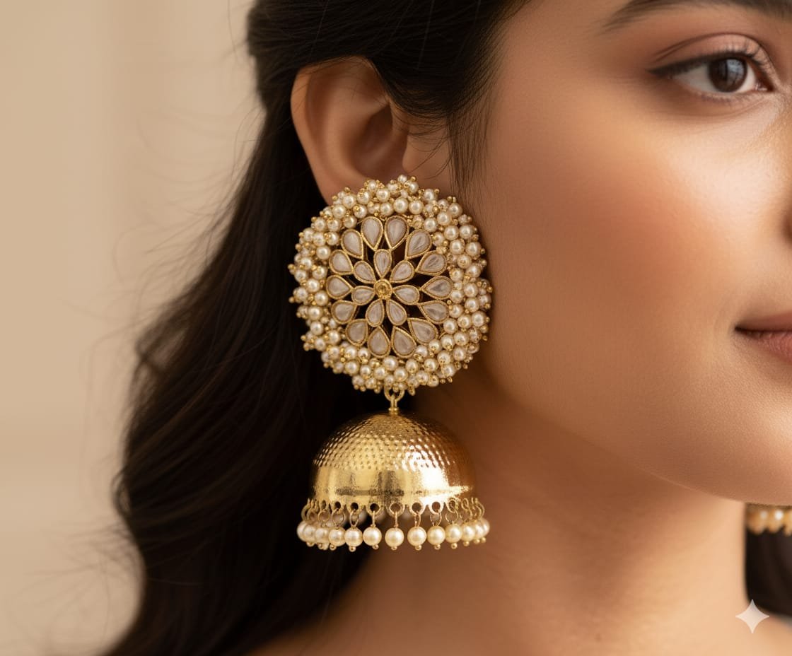 Flower Designer Oxidised Gold Jhumkha Flower Designer Oxidised Gold Jhumkha