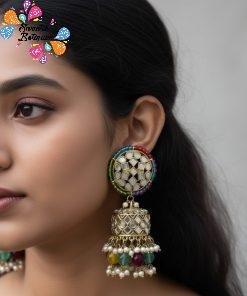 Multi Colour Kundan Jhumkha