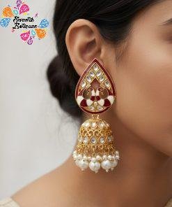 Peacock Designer Meenakari Jhumkha