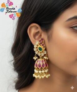 Peacock Multicolour Designer Matte Finished Jhumkha