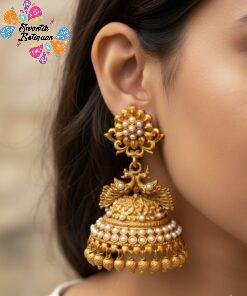 Flower With Pearl Designer Matte Finished Jhumkha