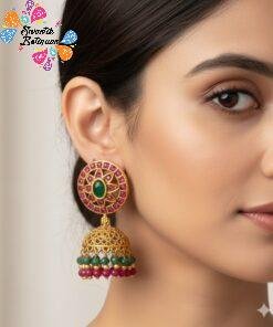 Flower Multicolour Designer Matte Finished Jhumkha