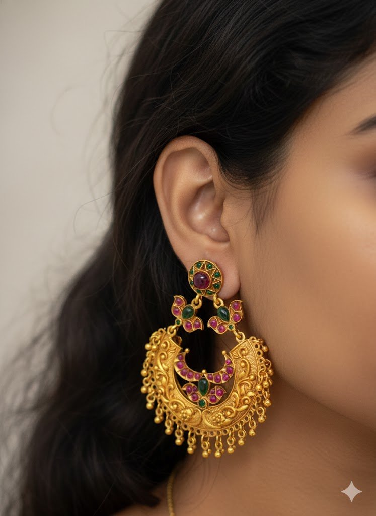 Matte Finish Multi Colour Chandbali Earring