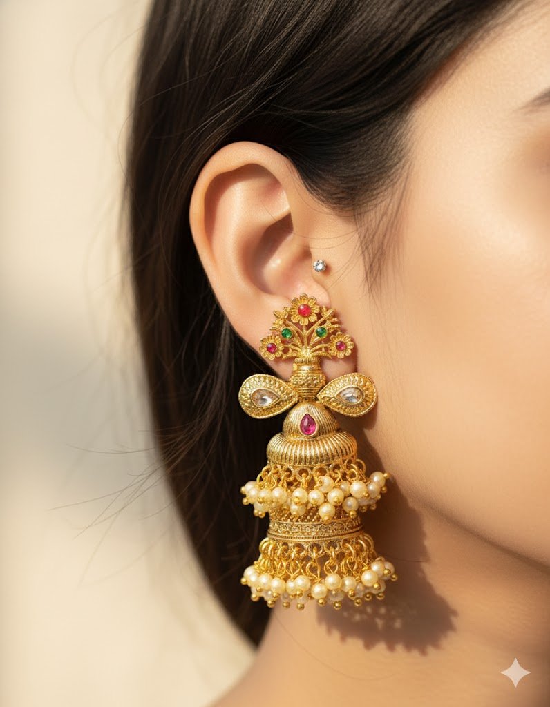 Double Layer Matte Finished Jhumka Double Layer Matte Finished Jhumka