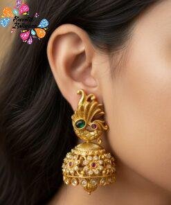 Flower With Peacock Designer Matte Finished Jhumkha