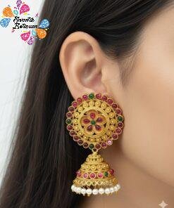 Flower Multicolour Designer Matte Finished Jhumkha
