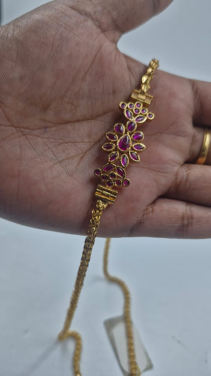 Flower Designer Traditional Gold Plated Mugapu Chain Flower Designer Traditional Gold Plated Mugapu Chain
