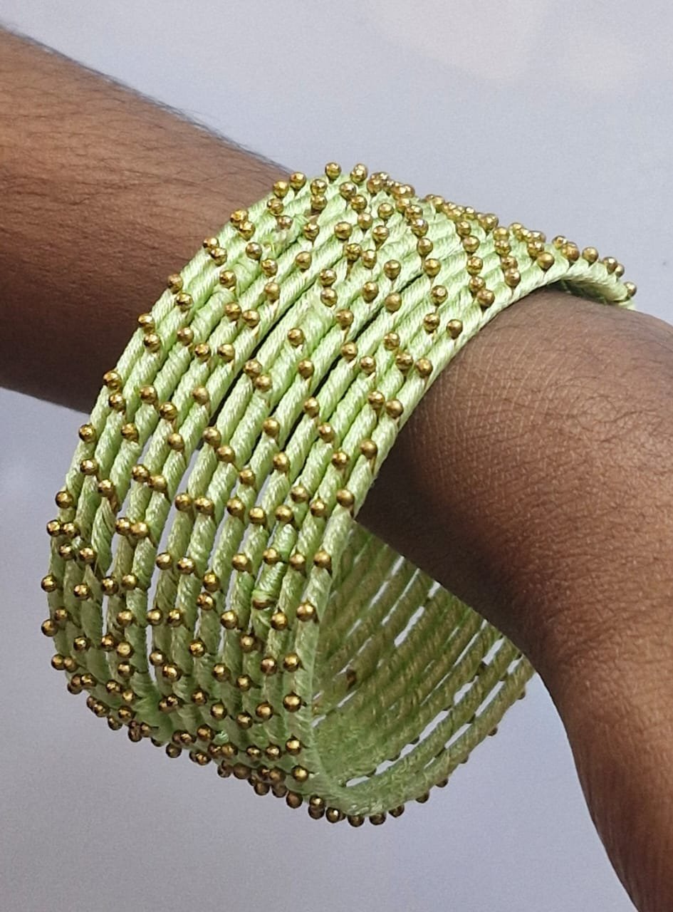 Light Green Drop Silk Thread Bangles Light Green Drop Silk Thread Bangles - Image 2