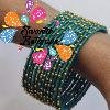 Dark Green Colour Rain Drop Silk Thread Bangles
