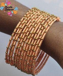 Light Orange Colour Rain Drop Silk Thread Bangles
