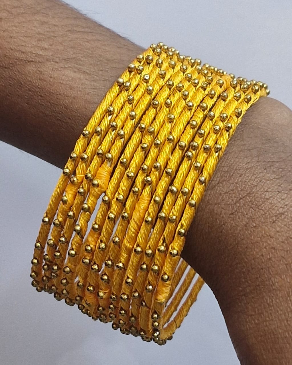 Yellow Colour Rain Drop Silk Thread Bangles Yellow Colour Rain Drop Silk Thread Bangles