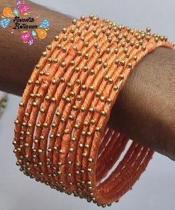 Orange Colour Rain Drop Silk Thread Bangles