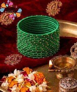 Green Colour Rain Drop Silk Thread Bangles