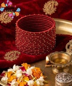 Welcome Swastik Boutiques, Sri Lanka Alternative view of Maroon Colour Rain Drop Silk Thread Bangles