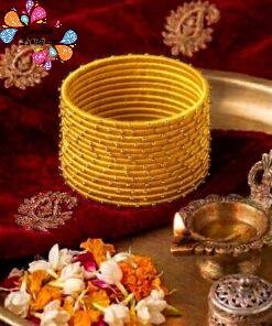 Yellow Colour Rain Drop Silk Thread Bangles