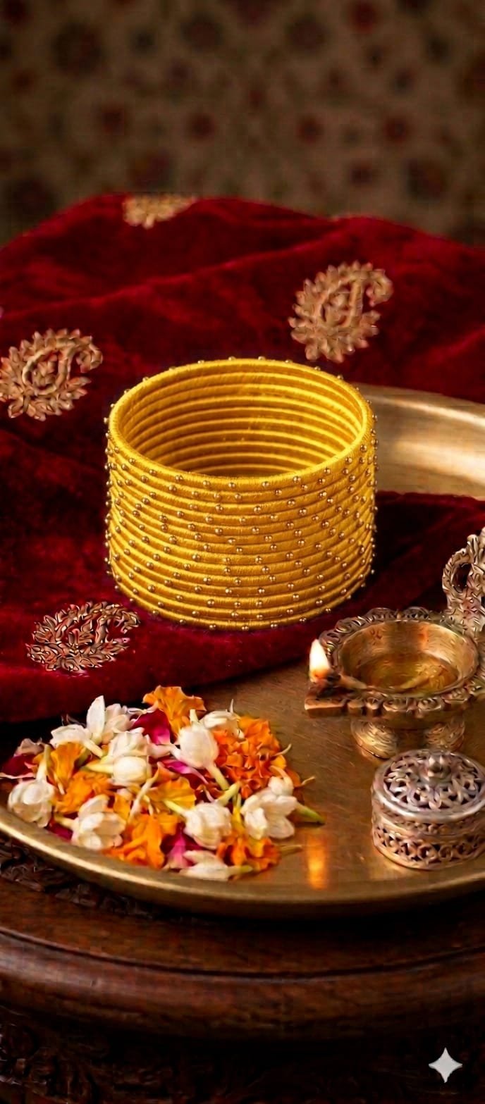 Yellow Colour Rain Drop Silk Thread Bangles Yellow Colour Rain Drop Silk Thread Bangles
