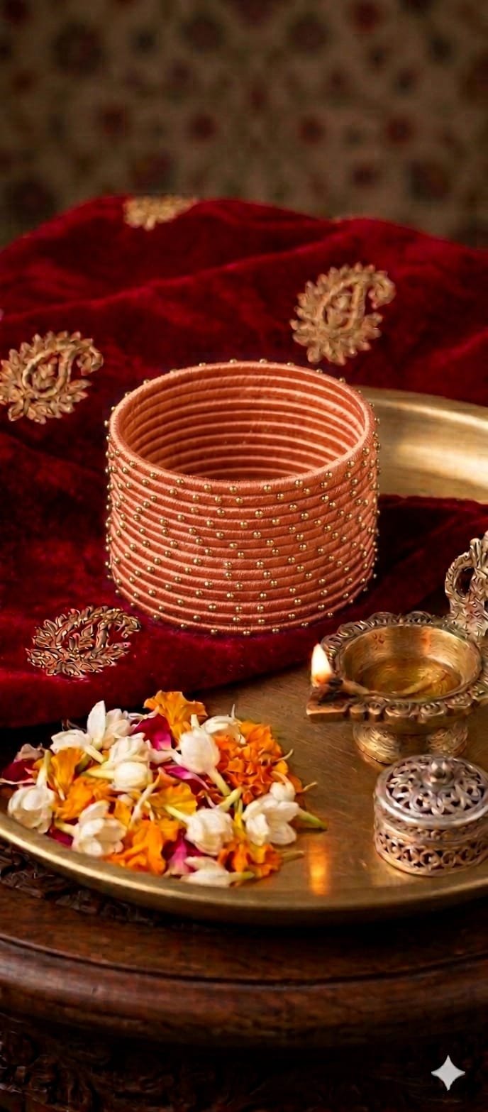 Light Orange Colour Rain Drop Silk Thread Bangles Light Orange Colour Rain Drop Silk Thread Bangles