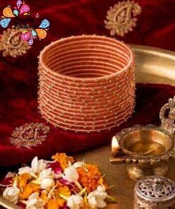 Orange Colour Rain Drop Silk Thread Bangles