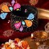 Black Colour Drop Silk Thread Bangles