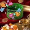 Leaf Green Colour Rain Drop Silk Thread Bangles Leaf Green Colour Rain Drop Silk Thread Bangles