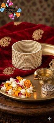White Colour Rain Drop Silk Thread Bangles