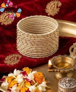 Welcome Swastik Boutiques, Sri Lanka Alternative view of White Colour Rain Drop Silk Thread Bangles