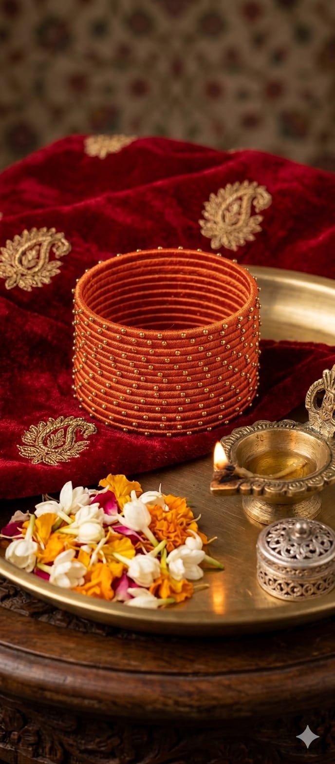 Orange Colour Rain Drop Silk Thread Bangles Orange Colour Rain Drop Silk Thread Bangles