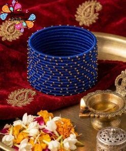 Welcome Swastik Boutiques, Sri Lanka Alternative view of Blue Colour Rain Drop Silk Thread Bangles