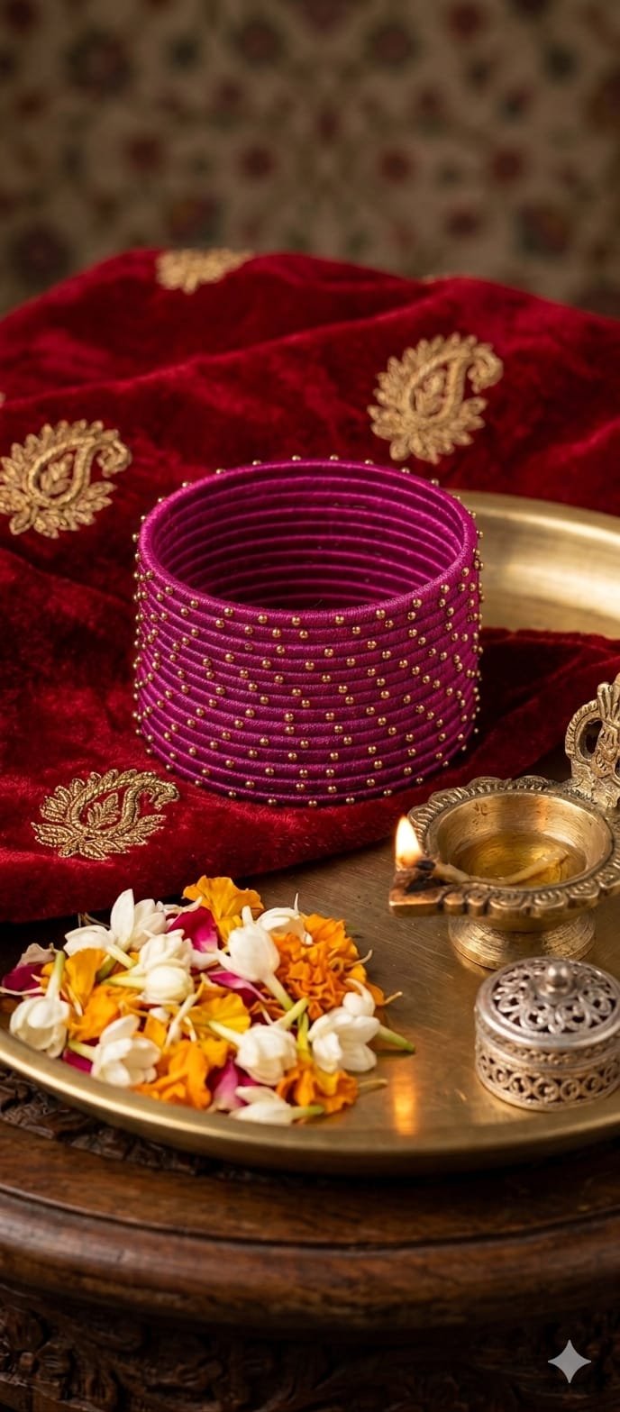Deep Orchid Pink Colour Rain Drop Silk Thread Bangles Deep Orchid Pink Colour Rain Drop Silk Thread Bangles
