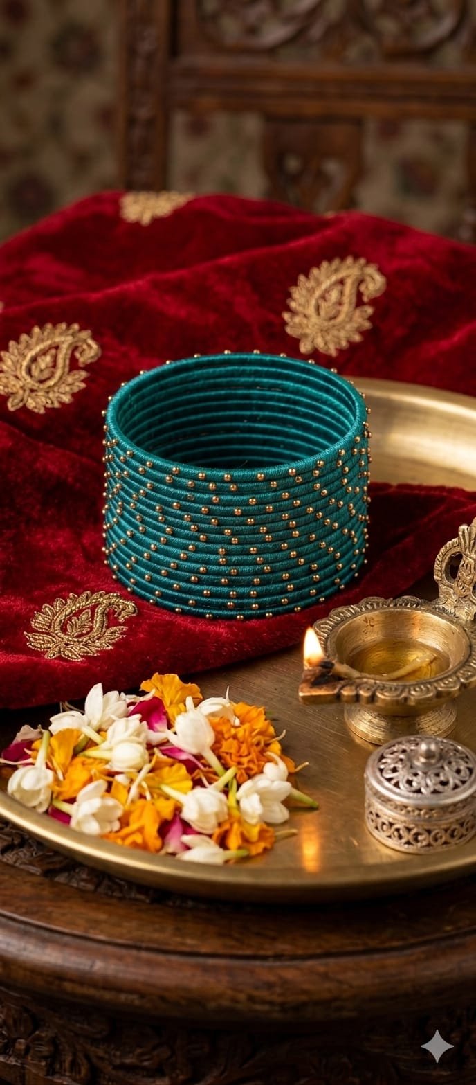 Peacock Green Colour Rain Drop Silk Thread Bangles Peacock Green Colour Rain Drop Silk Thread Bangles