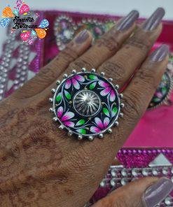 Premium Meenakari Silver Rings