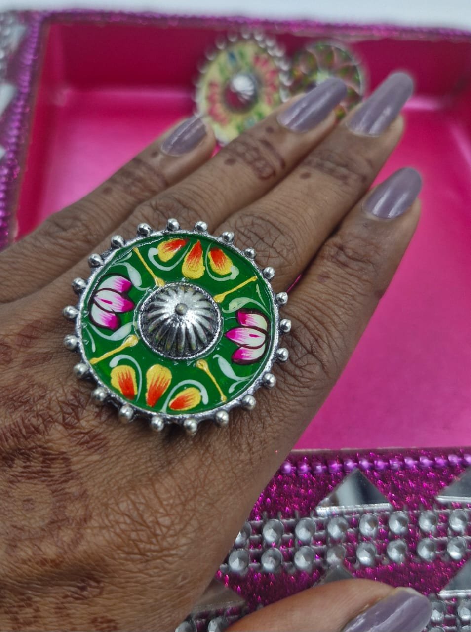 Premium Meenakari Silver Rings Premium Meenakari Silver Rings