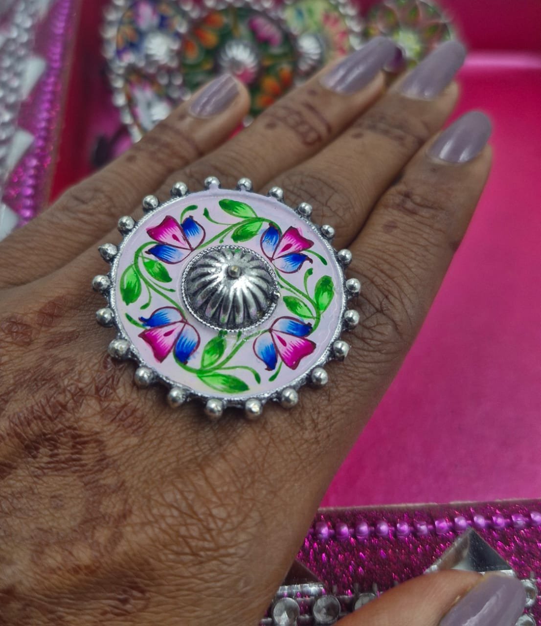 Premium Meenakari Silver Rings Premium Meenakari Silver Rings