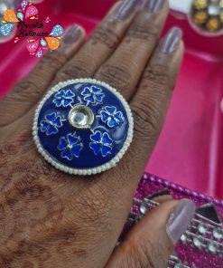 Premium Meenakari Oxidised Silver Rings