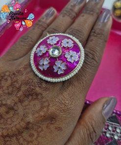 Premium Meenakari Oxidised Silver Rings