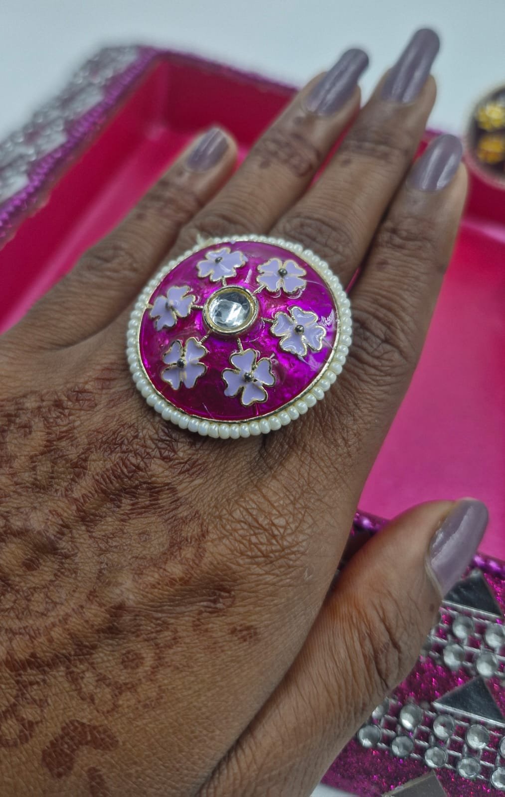 Premium Meenakari Oxidised Silver Rings Premium Meenakari Oxidised Silver Rings