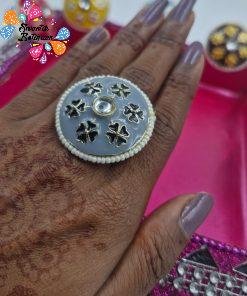 Premium Meenakari Oxidised Silver Rings