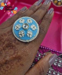 Premium Meenakari Oxidised Silver Rings