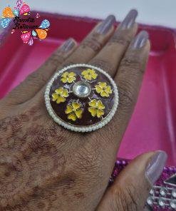 Premium Meenakari Oxidised Silver Rings