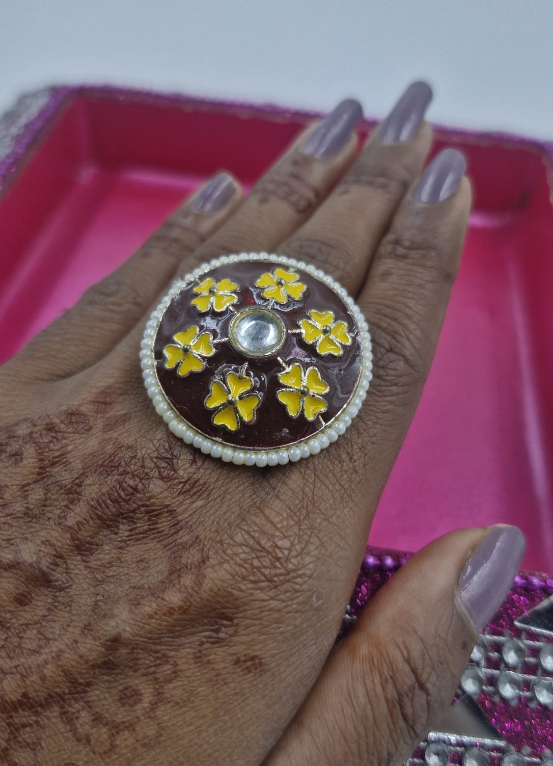 Premium Meenakari Oxidised Silver Rings Premium Meenakari Oxidised Silver Rings