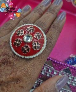 Premium Meenakari Oxidised Silver Rings