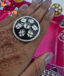 Premium Meenakari Oxidised Silver Rings