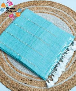 Alternative view of Sky Blue Colour Premium Sequins Mul Cotton Saree