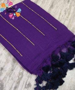 Purple Colour Premium Sequins Mul Cotton Saree