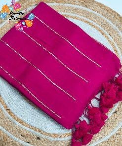 Magenta Colour Premium Sequins Mul Cotton Saree