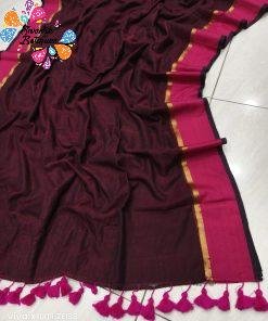 Pink Colour Premium Party Wear Mul Cotton Sarees